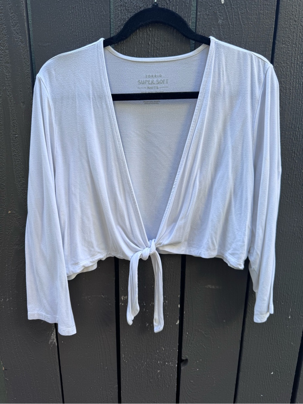 Torrid White Super Soft Cropped Cardigan with Tie Front, Size 3